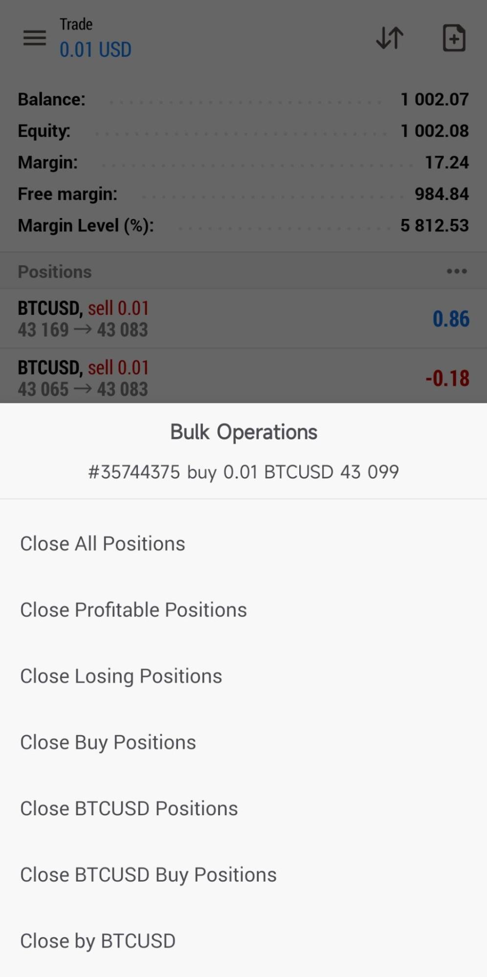 Close by - bulk operations