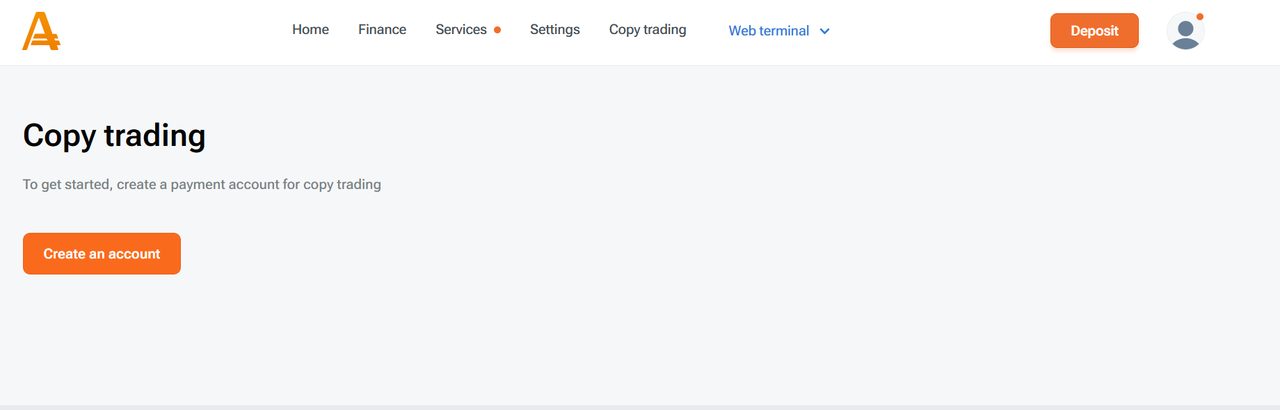 Copy Trading section