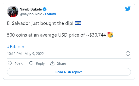 Official Twitter account of the President of El Salvador